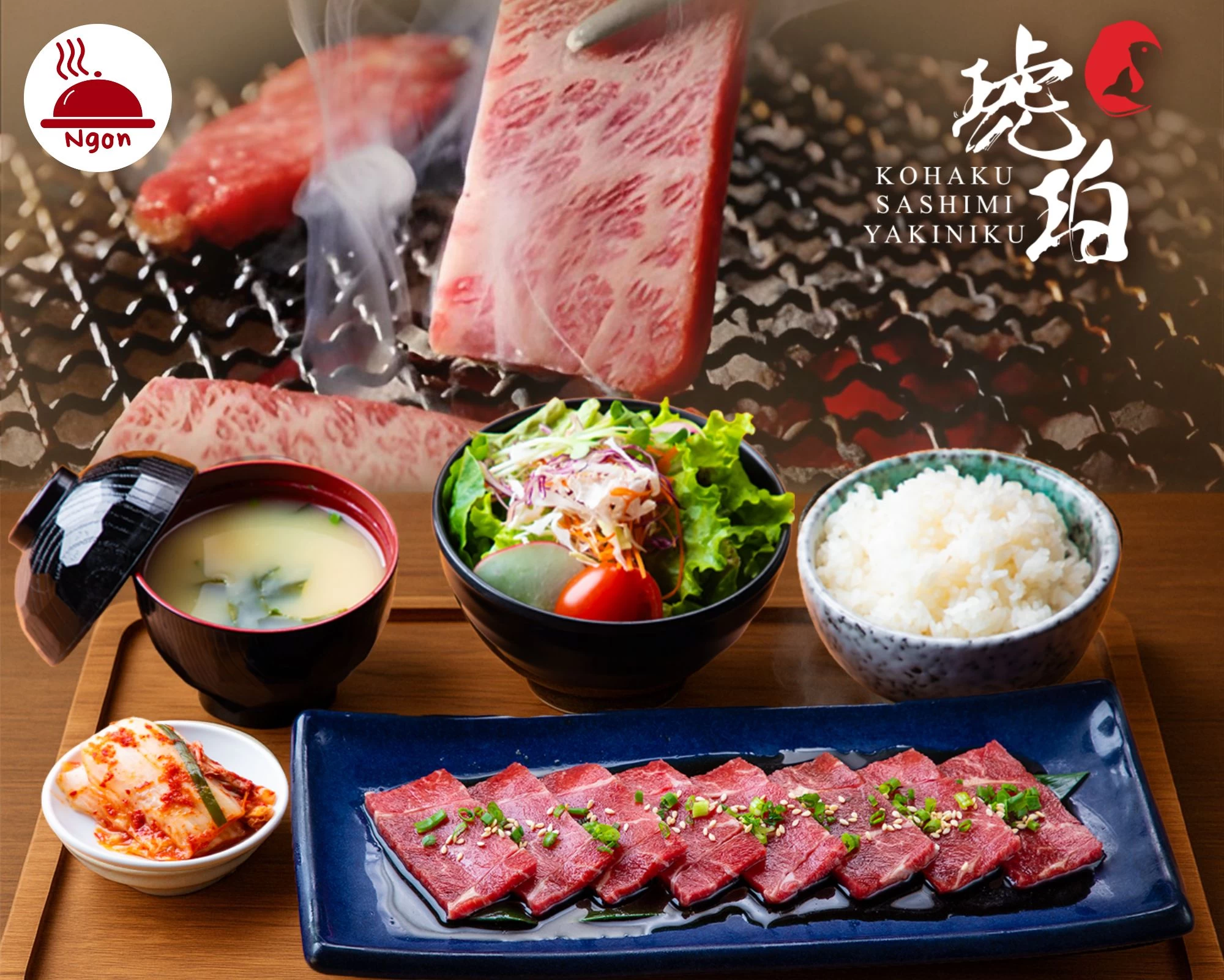 Những lát bò Wagyu mềm tan đang chờ bạn tại Kohaku Sashimi & Yakiniku