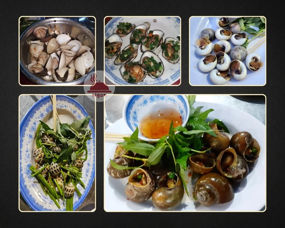 Một số món ăn của quán ốc Bình Thạnh - Ốc Năm Nghêu
