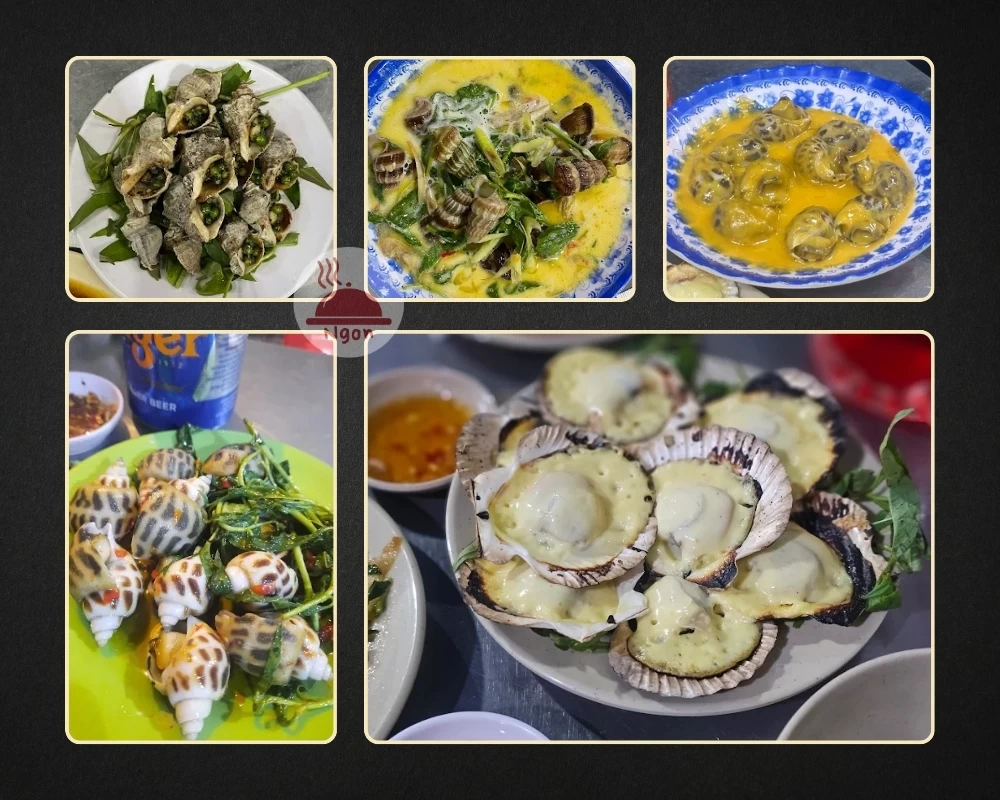 Một số món ăn của quán ốc Bình Thạnh - Ốc Tuyết