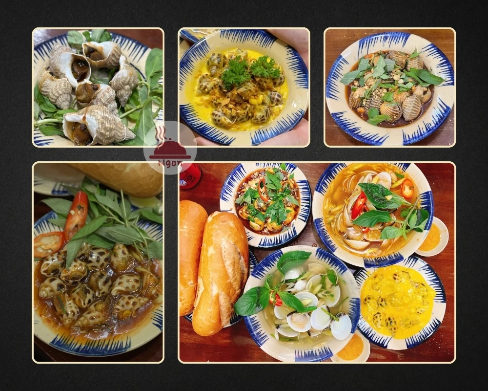 Một số món ăn của quán ốc Bình Thạnh - Ốc Dì Toàn