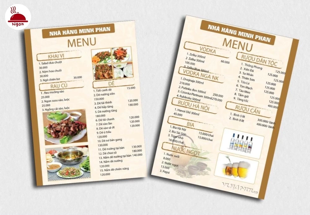 Mẫu menu của xưởng in menu - Thế Giới In Nhanh