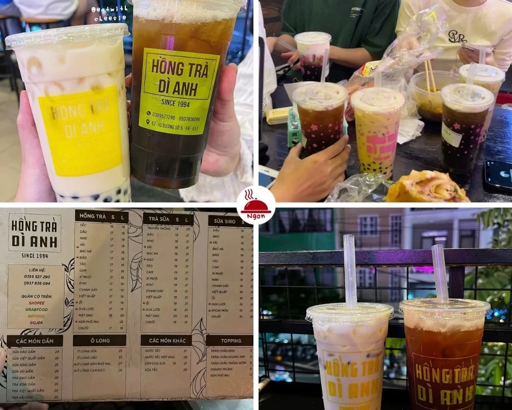 Trà sữa, hồng trà Dì Anh