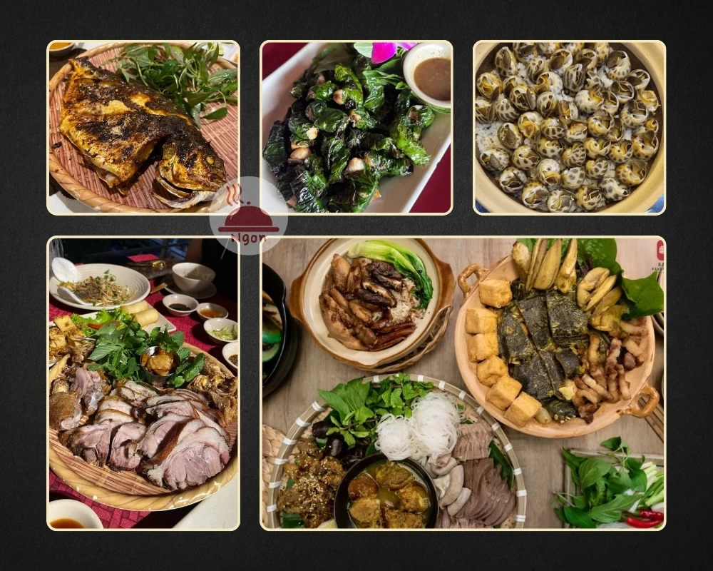 Một số món ăn của nhà hàng Cây Sakê